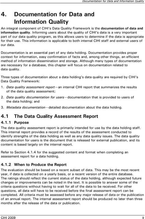 data quality assessment report template